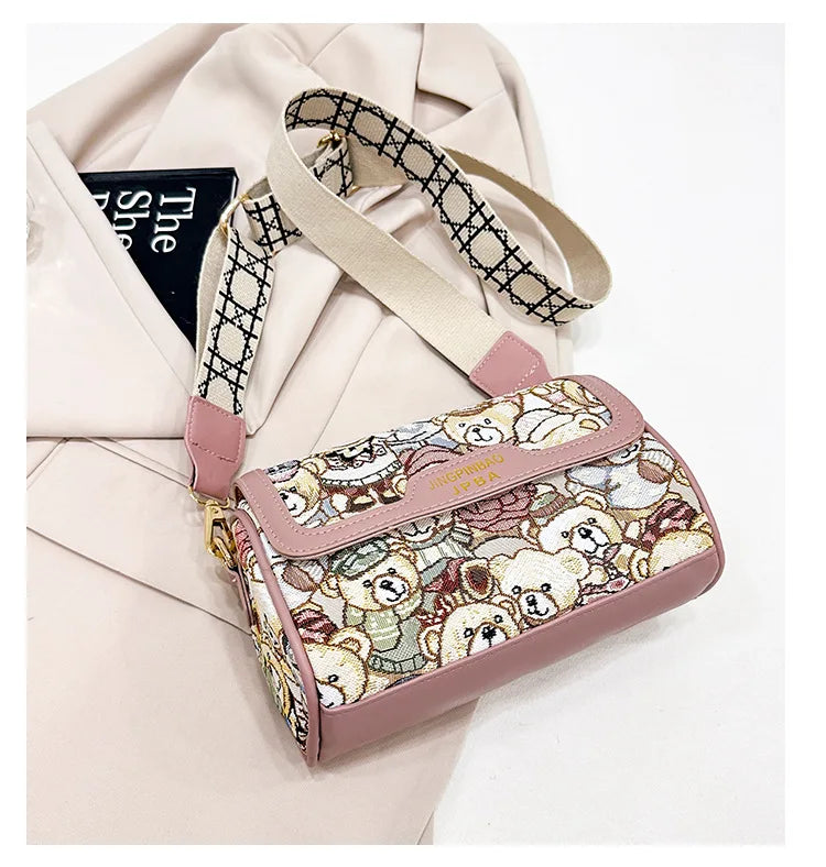 Casual Crossbody Bag Bear Pattern Stylish and Playful Handbags Women Bags Shoulder Hand Bags for Women Purses and Handbags ﻿