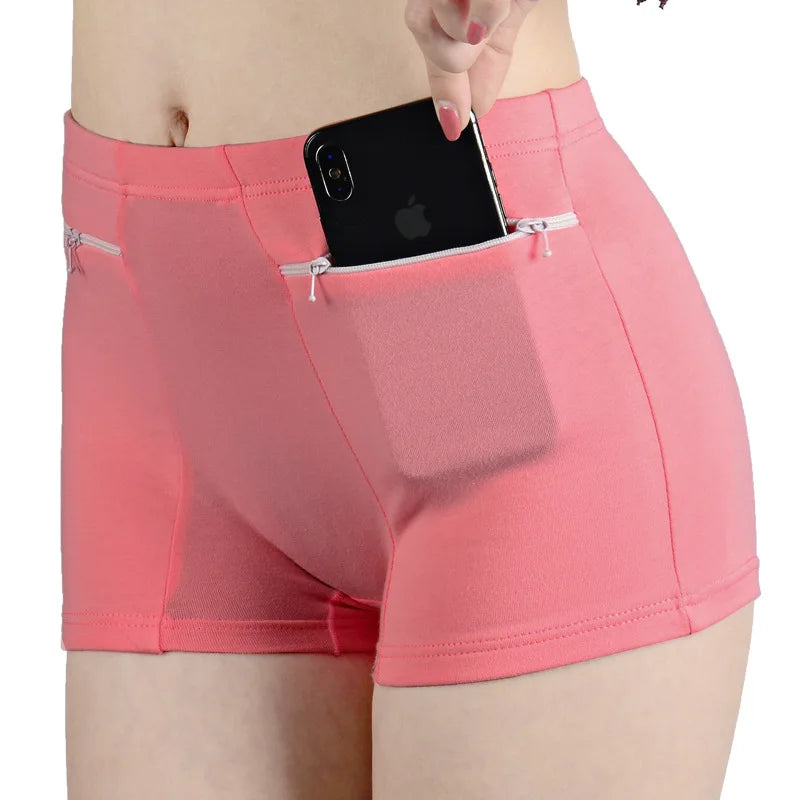 Women's Safety Anti-theft Pants Soft Shorts Cotton Boxer Summer Under Skirt Shorts with Pockets Femme Underwears Safety Shorts - reetell