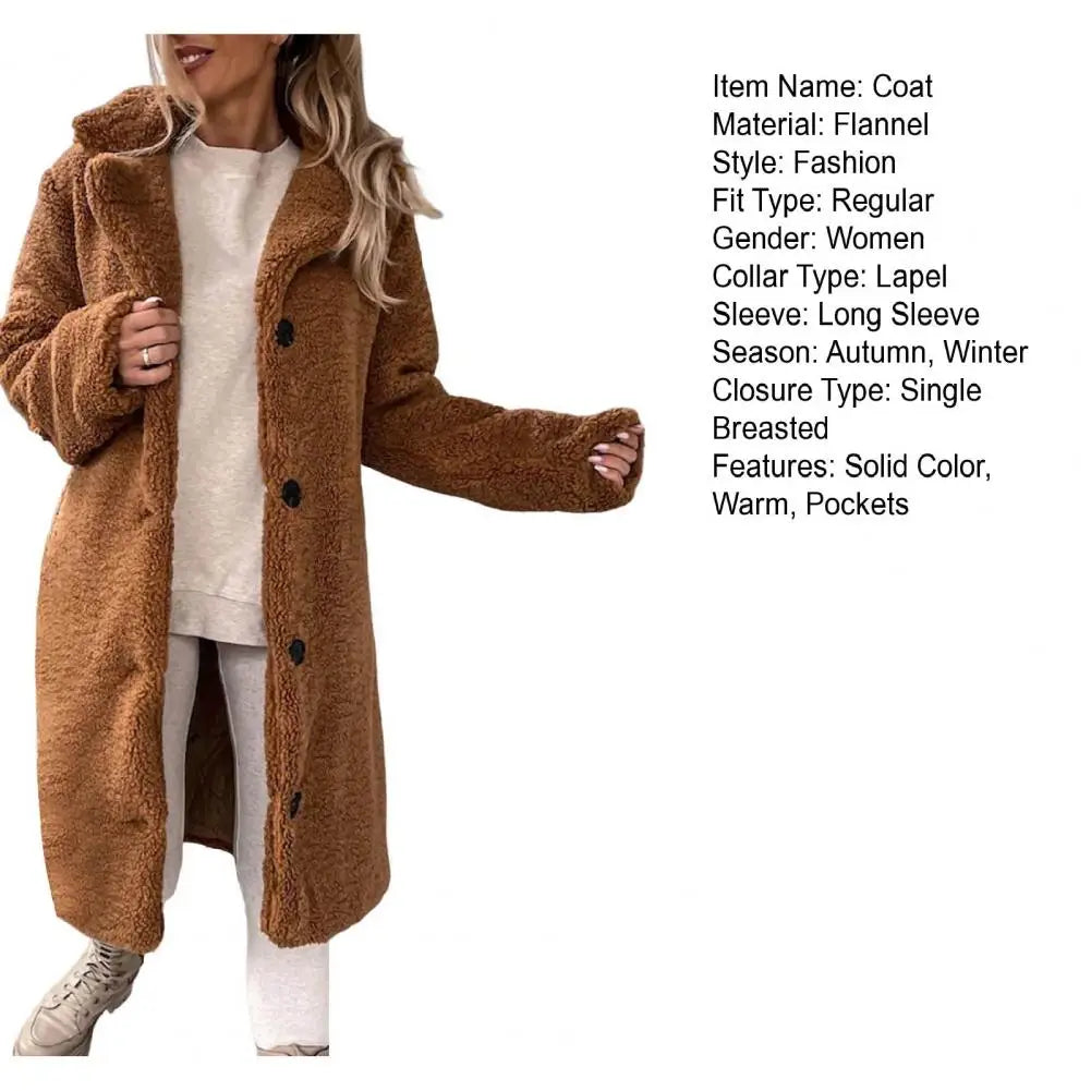 Popular  Women Teddy Jacket Super Soft Coldproof Single-breasted Trench Coat Plush Autumn Winter Women Outwear for Travel - reetell