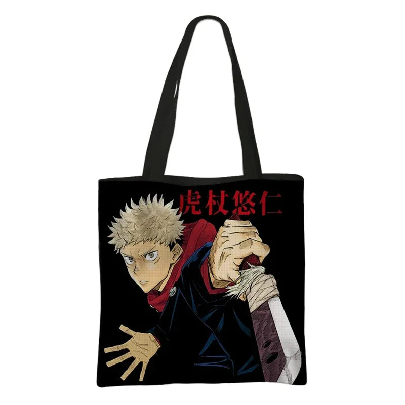 Japanese Anime Jujutsu Kaisen Tote Bags Gojo Satoru Tops Yuji Itadori Girls Shoulder Bag Women Handbag Beach Party Shopping Bag