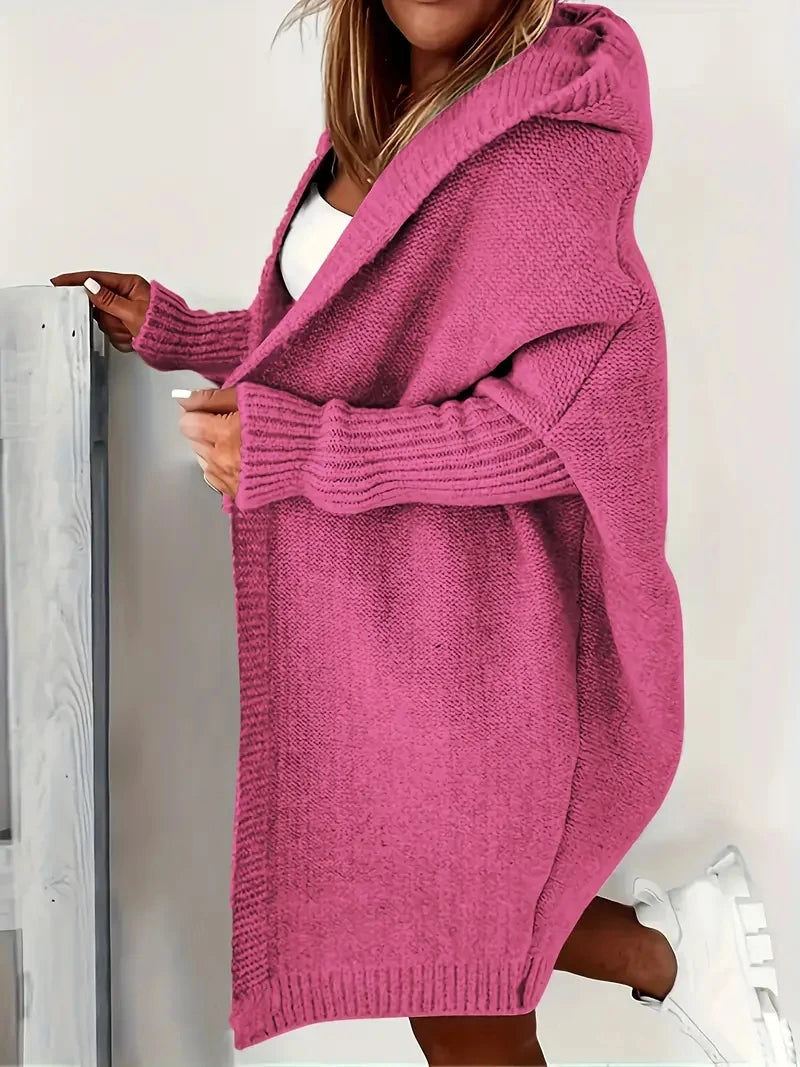 Hooded Knitted Cardigan Long Sleeve Casual Sweater For Winter & Fall Women's Clothing - reetell