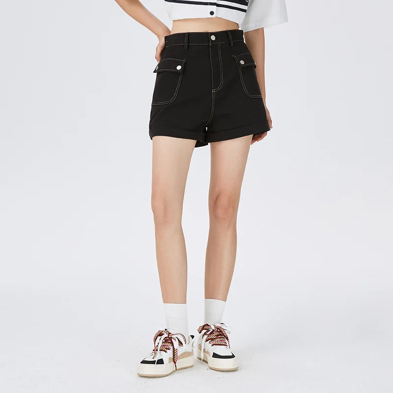 Semir Casual Pants Women Cargo Pants Simple And Handsome 2024 Summer New Pure Cotton A-Line Shorts Versatile - reetell