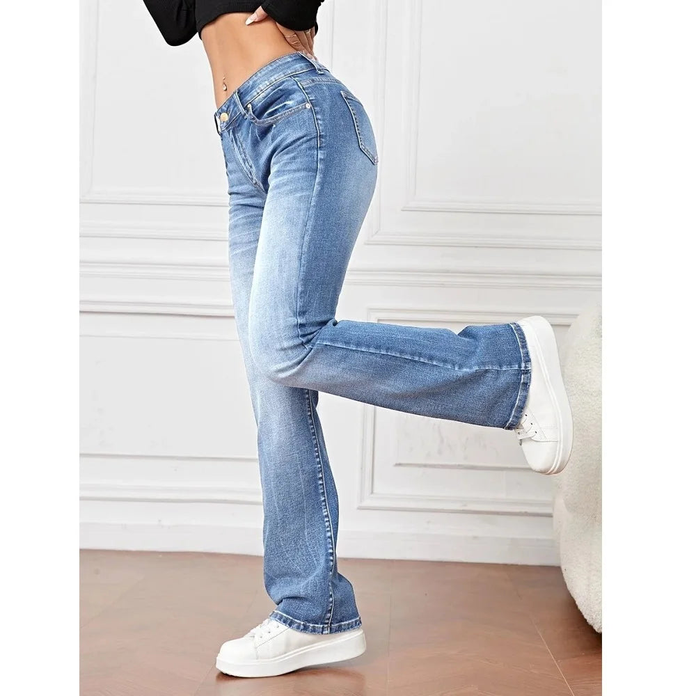 Women Stretch Denim Jeans Ladies Slim Straight Pants Casual Pantalones de mujer pantalon femme - reetell