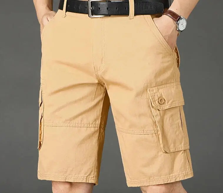 Khaki Half Men's Cargo Shorts Solid Male Bermuda Short Pants Big and Tall Designer Jogger Baggy New In Homme Jorts Cotton Luxury