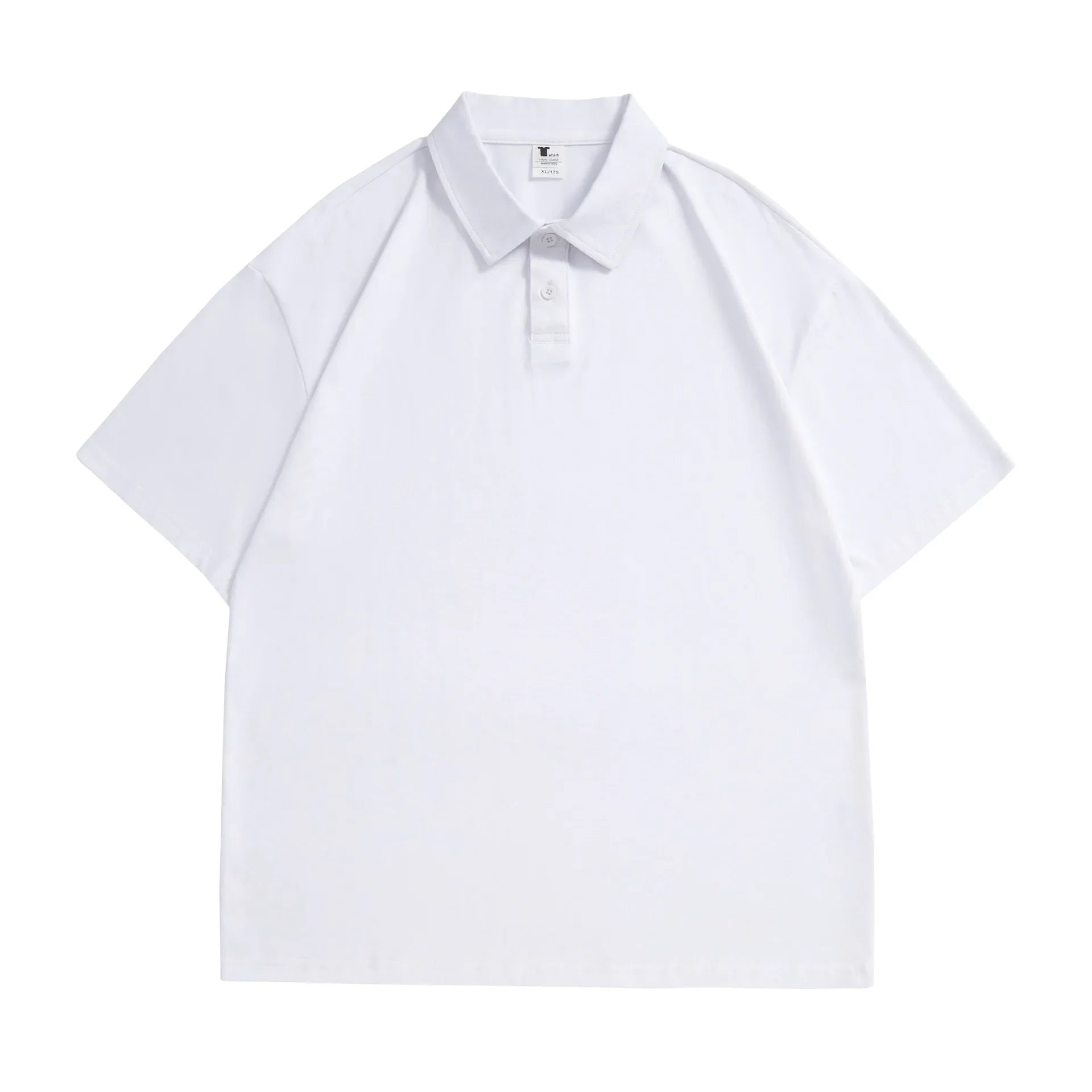 240 Grams Thickened Solid Polo Shirt Heavyweight Cotton Drop Shoulder Lapel Short SleeveTees