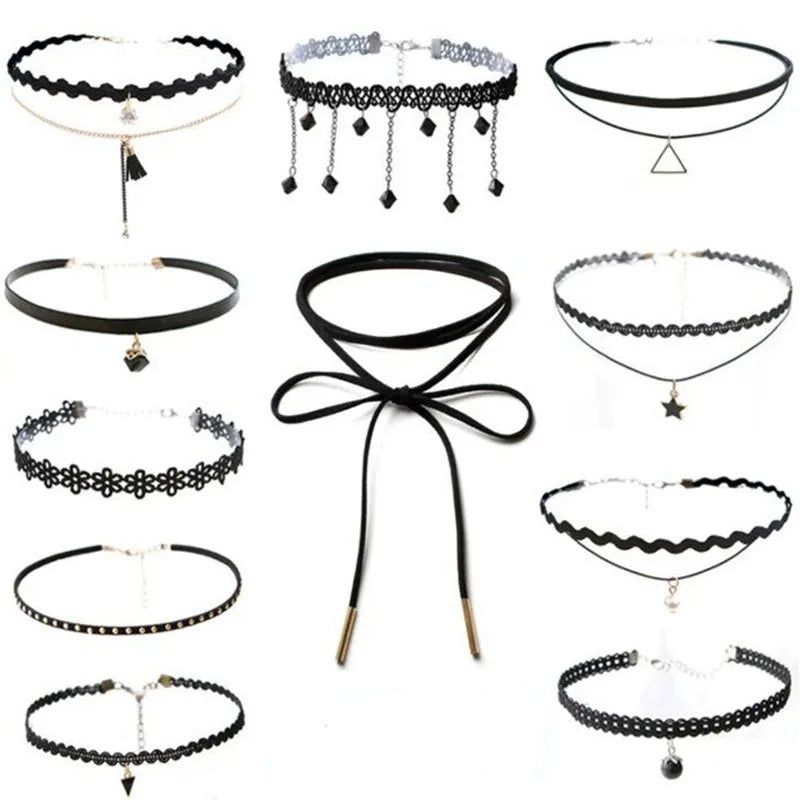 Chokers for Parties Beads Bow Flowers Circular Crown Pearl Tassels Gothic Sexy Lacy Lace Women Necklaces Neck Jewelry Girl Gift