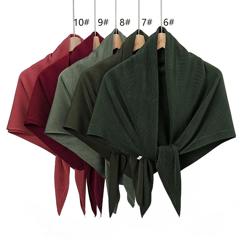 28 Colors Plain Crinkle Square Bubble Silk Pleated Hijab Women's Head Shawl Scarf Muslim Wrinkle Kerchief Solid Ramadan Stole - reetell