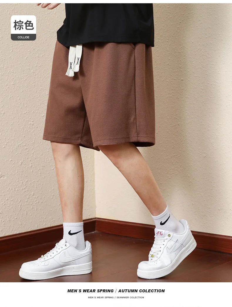 2024 Summer Men's Bermuda Shorts Loose Straight Barrel Beach Shorts Fashion Knitted Casual Pants 4Xl Versatile Thin Shorts - reetell