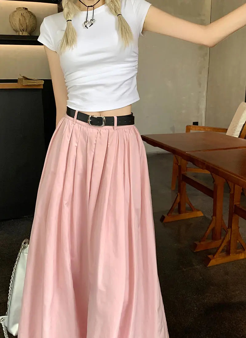 Y2K American Vintage Skirt Women Side Striped Designer Parachute Cargo Skirts Korean Casual Loose Drawstring Aesthetics Skirts - reetell