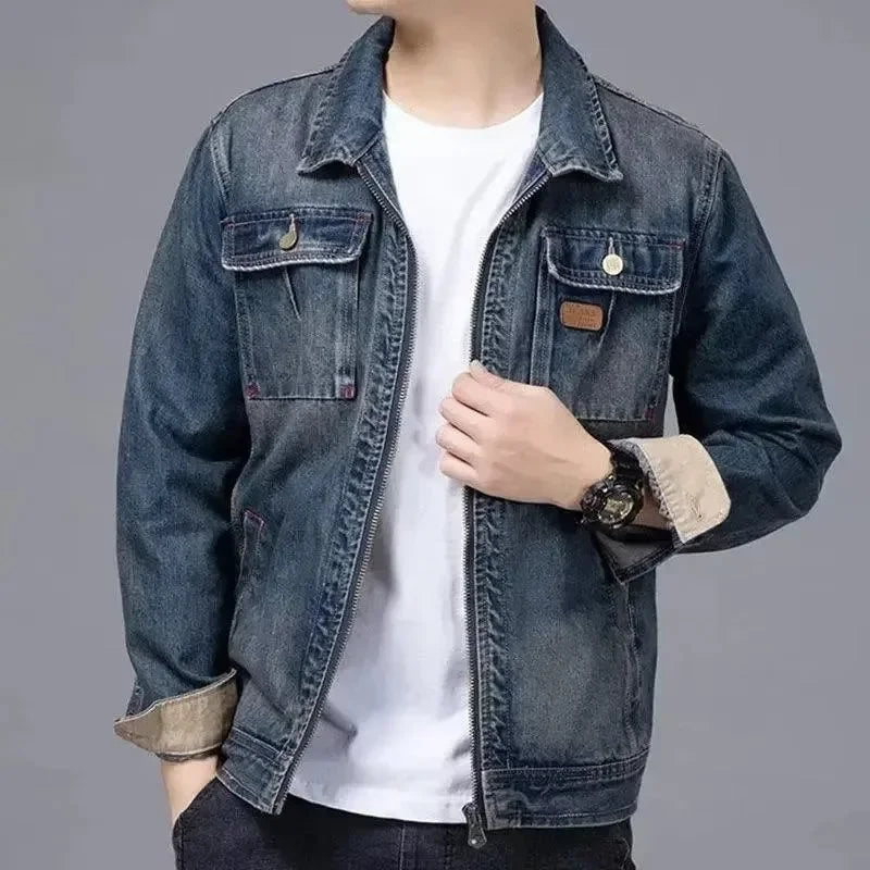 Men's denim overalls new all-in-one stylish jacket - reetell