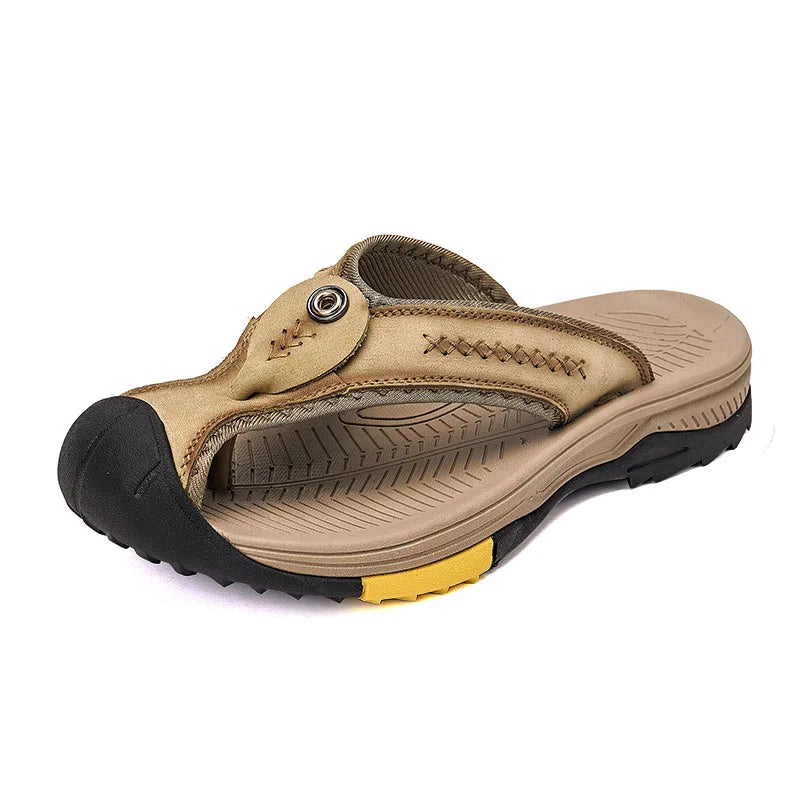 Genuine Cow Leather Shoes Men Baotou Sandals Mens Flip Flops Men's Casual Shoes Classic Beach Slippers Anti-slip Summer 2023