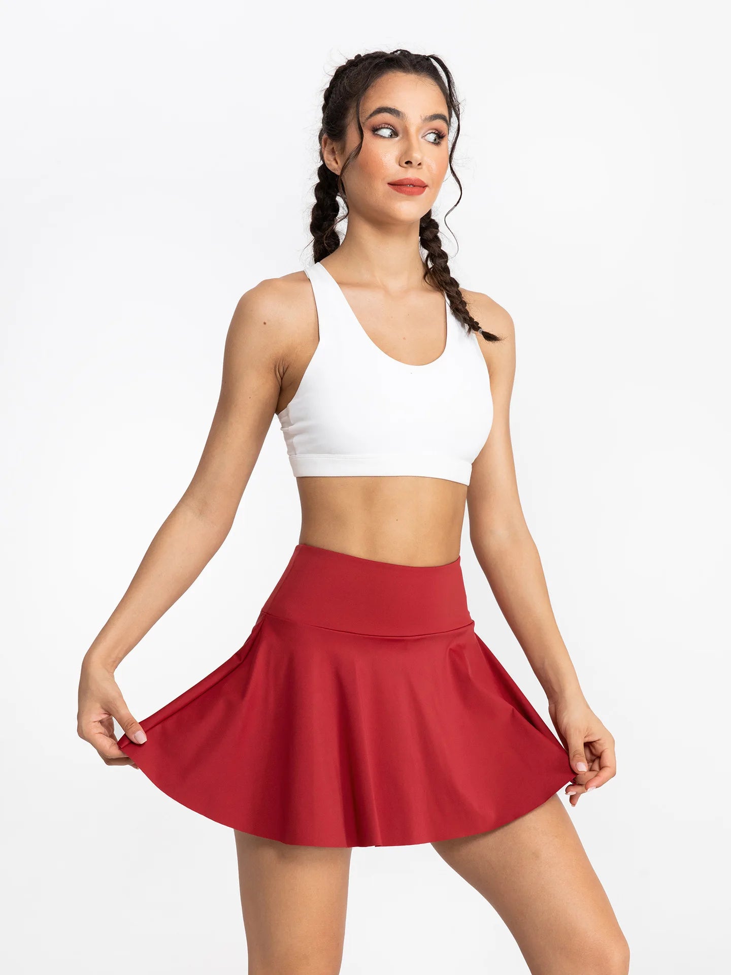 Women Tennis Skirt Sport Golf Ruffled Skirt With Shorts Fake Two Pieces Fitness Golf Wear High Waist Breathable Dance Yoga Skort - reetell