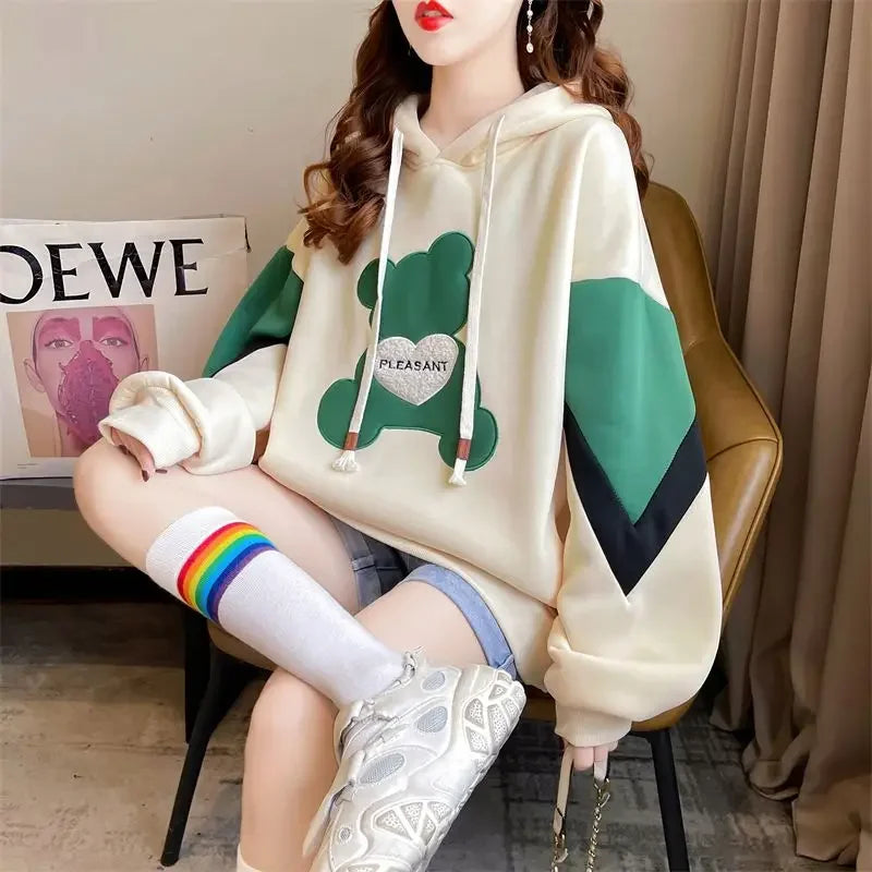 Hoodies Spring and Autumn Long Sleeve Kawaii Hooded Sweatshirt for Women Cute Youthful Clothes 2000s Novelty Designer Woman Tops - reetell