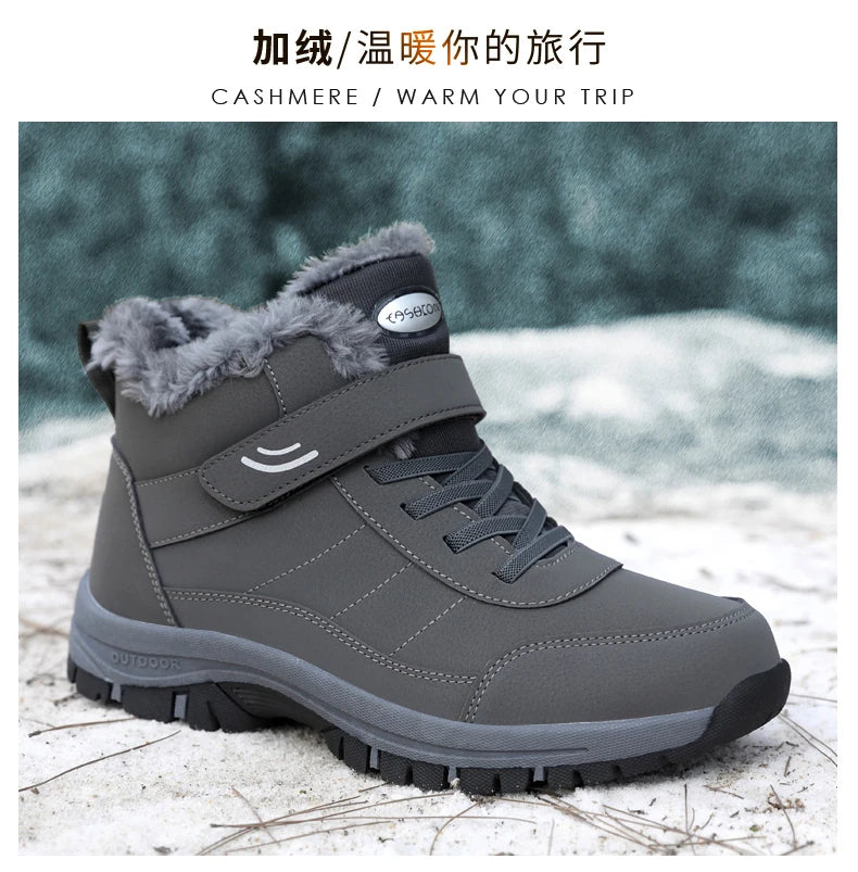 Winter Women Snow Boots Warm Plus Velvet Men Cotton Shoes Windproof Women's Boots Comfortable Casual Shoes Non-slip Hiking Boots - reetell