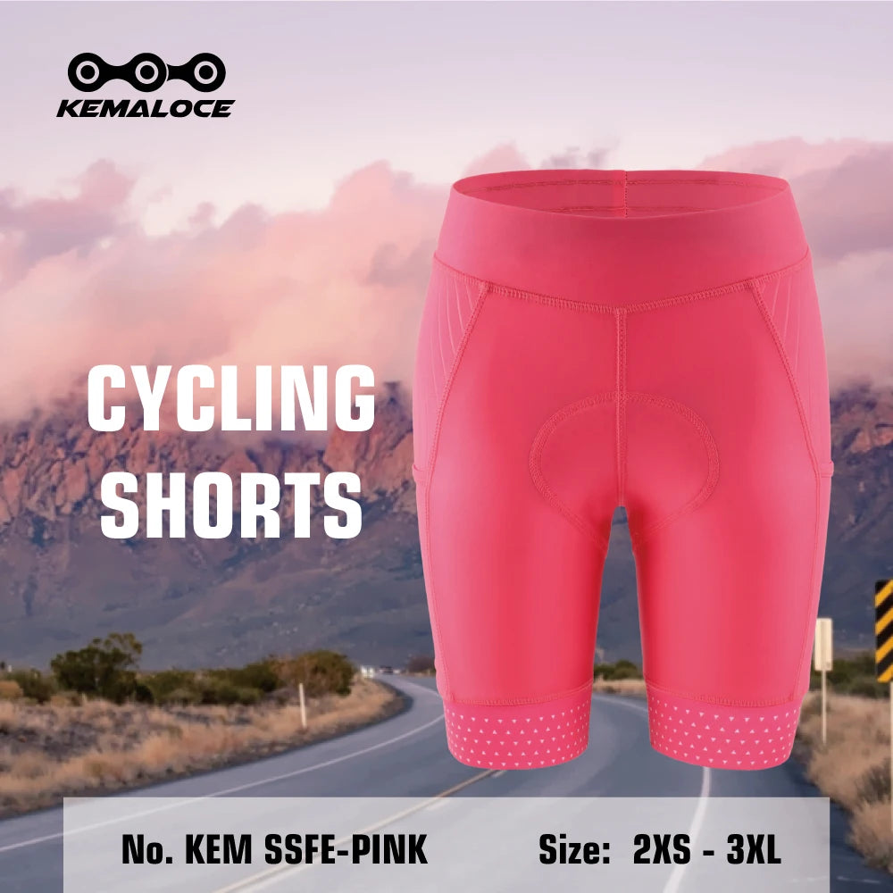 KEMALOCE Women Cycling Shorts 2024 Pink&Black Breathable Summer Bicycle Shorts Female 5D Gel Pad Pocket Lady Bike Shorts - reetell