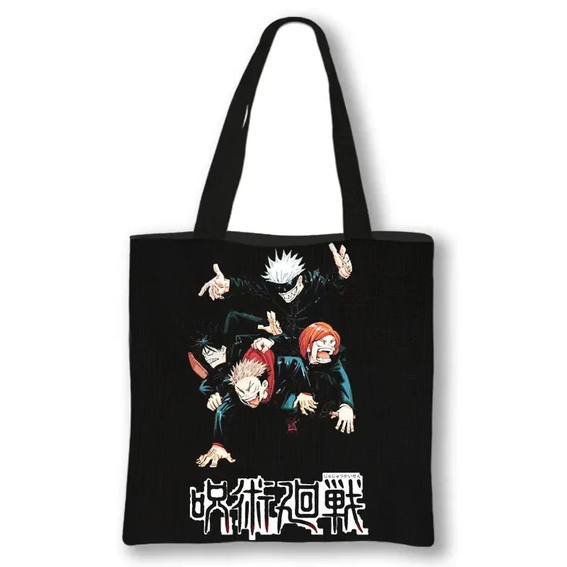 Japanese Anime Jujutsu Kaisen Tote Bags Gojo Satoru Tops Yuji Itadori Girls Shoulder Bag Women Handbag Beach Party Shopping Bag