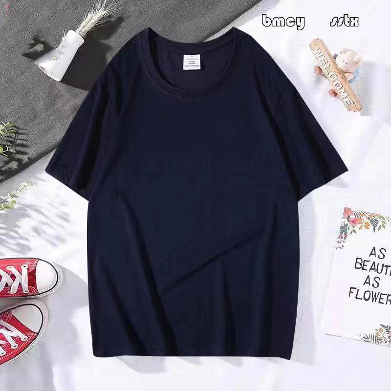 220 Gsm 100% Cotton Solid T Shirt Summer Fashion Men's T Shirt Short Sleeve Classical Tee Mens Hip Hop Oversized Tops Tee Male