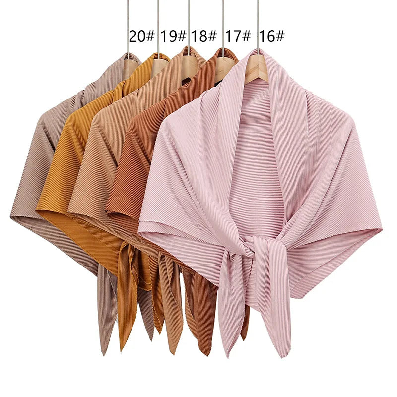 28 Colors Plain Crinkle Square Bubble Silk Pleated Hijab Women's Head Shawl Scarf Muslim Wrinkle Kerchief Solid Ramadan Stole - reetell