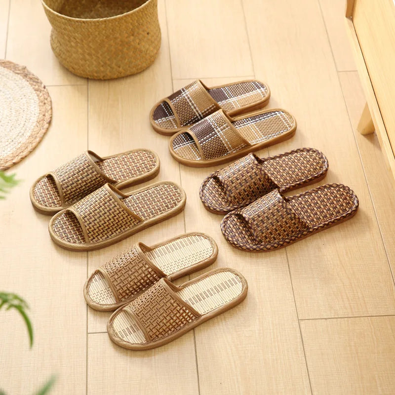 men women Bamboo rattan grass summer home lovers straw mat slippers indoor thickened softwood floor home sandals