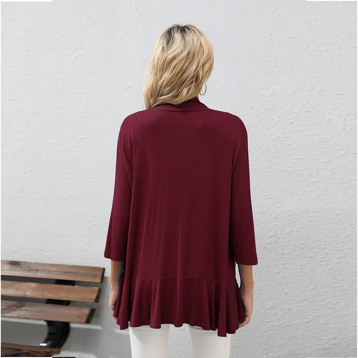 Women Fashion Cardigan Spring Solid Color Cardigan Top Open Stitch Solid Female Autumn - reetell