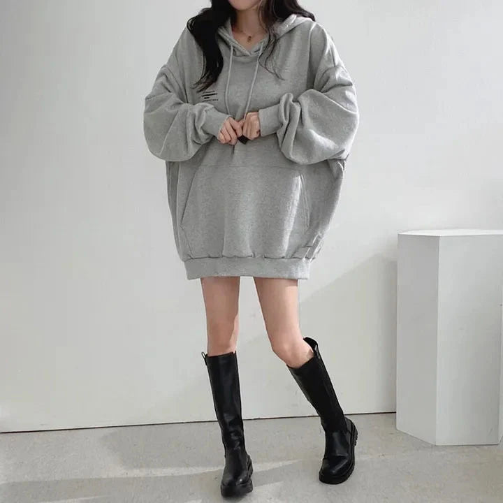 2024 Autumn Minimalist Long Sleeve Women Oversize Hoodies Korea Style Funny Printing Loose Pullovers Y2K Female Clothing Tops - reetell