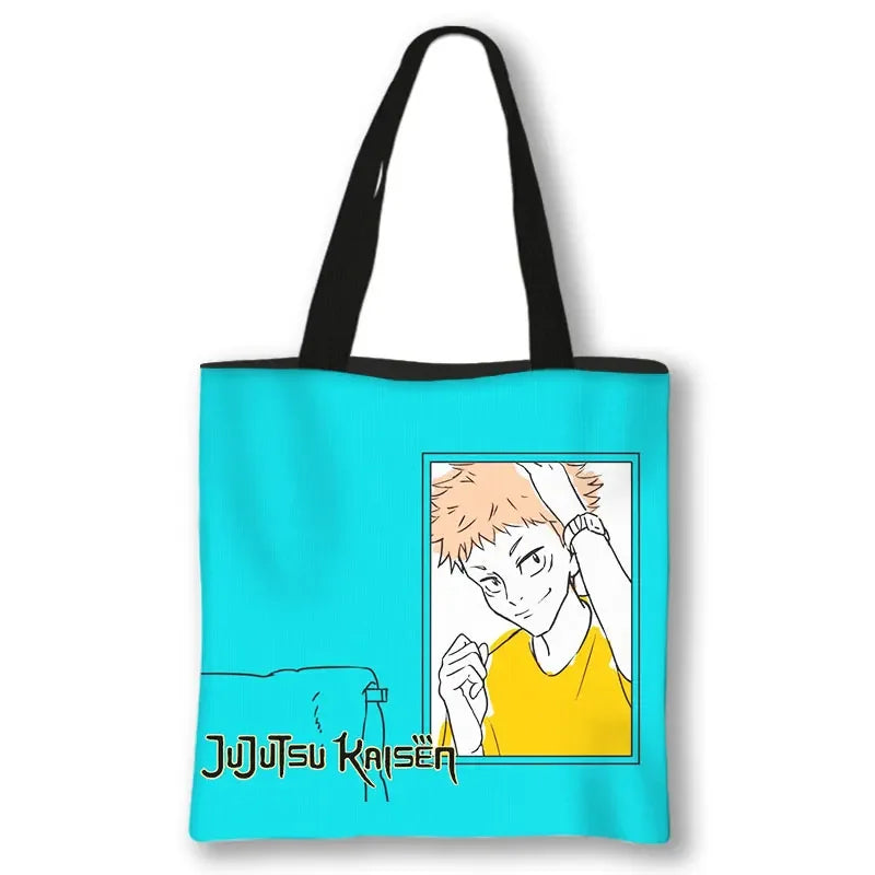 Japanese Anime Jujutsu Kaisen Tote Bags Gojo Satoru Tops Yuji Itadori Girls Shoulder Bag Women Handbag Beach Party Shopping Bag