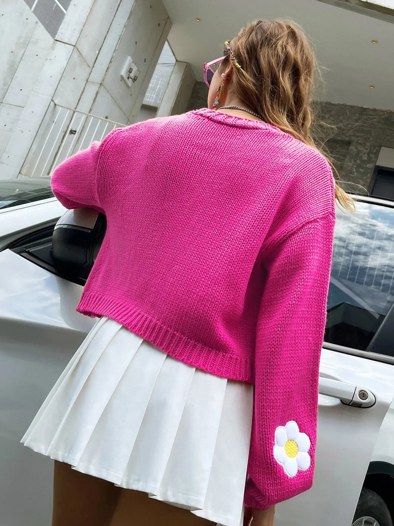 Autumn Knitted Cardigan Flower Embroidery Women Sweater Flower Sweater Cardigan Lantern Sleeve Fashion Jumper Coats Outerwear - reetell