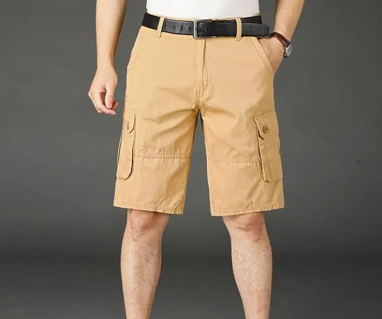 Khaki Half Men's Cargo Shorts Solid Male Bermuda Short Pants Big and Tall Designer Jogger Baggy New In Homme Jorts Cotton Luxury