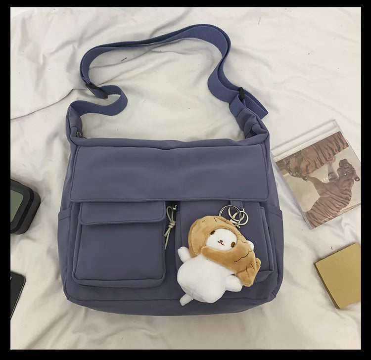 Korean Ulzzang Messenger Bag Women New 2023 Nylon Bags Multipockets Crossbody Bags For Women School Book Shoulder Bag Girls Sac - reetell