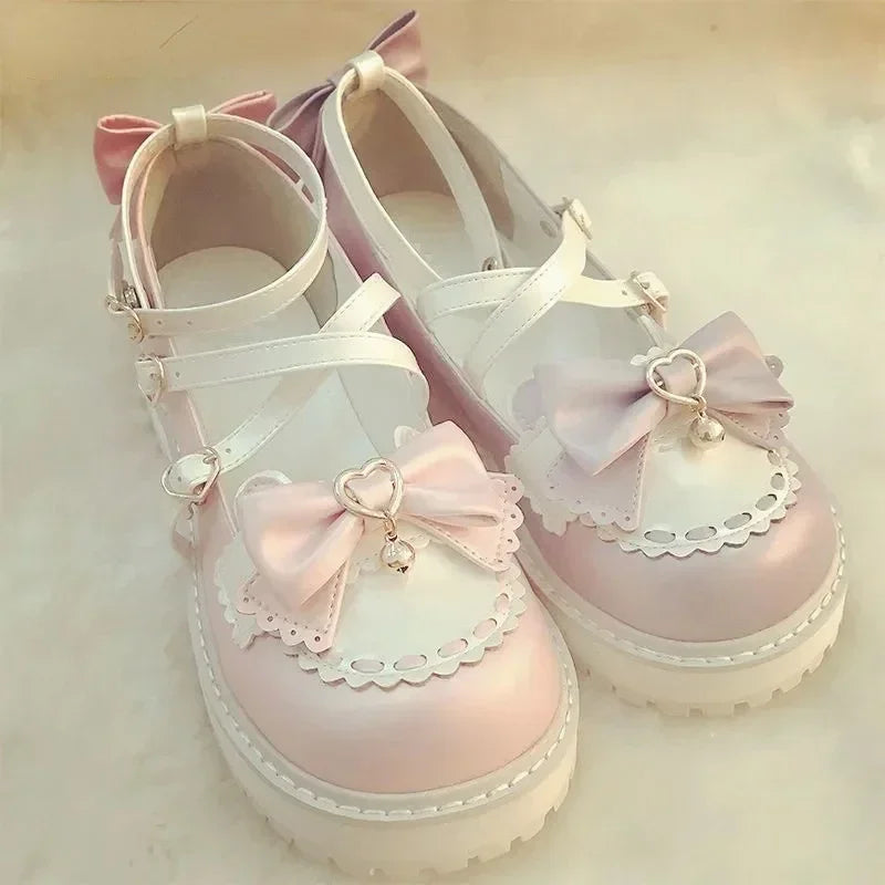 Summer Lolita Sweet Sandals Women Japanese Style Bow Kawaii Chic Mary Janes Shoes Round Toe Shoes Wholesale Drop shipping 2024