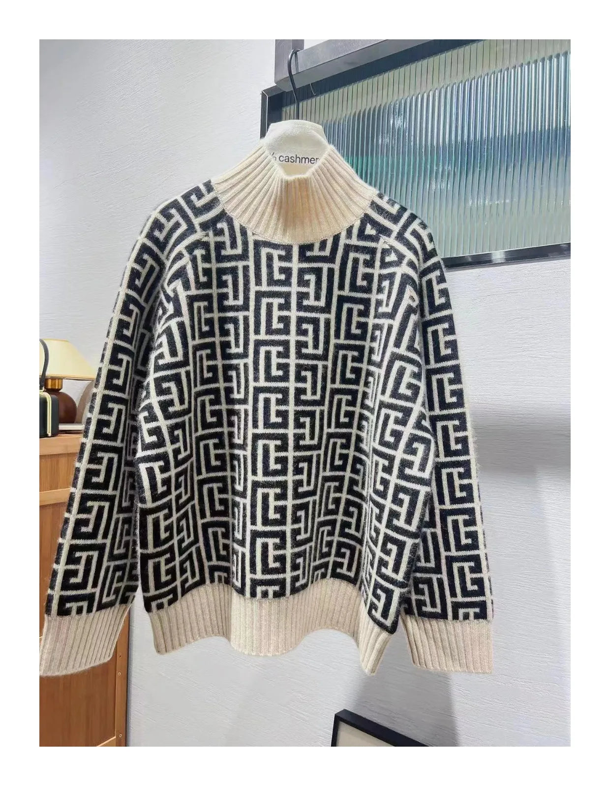 High-end 100% goat sweater women stand collar bottom loose sweater autumn winter new style of western style with age reduction - reetell