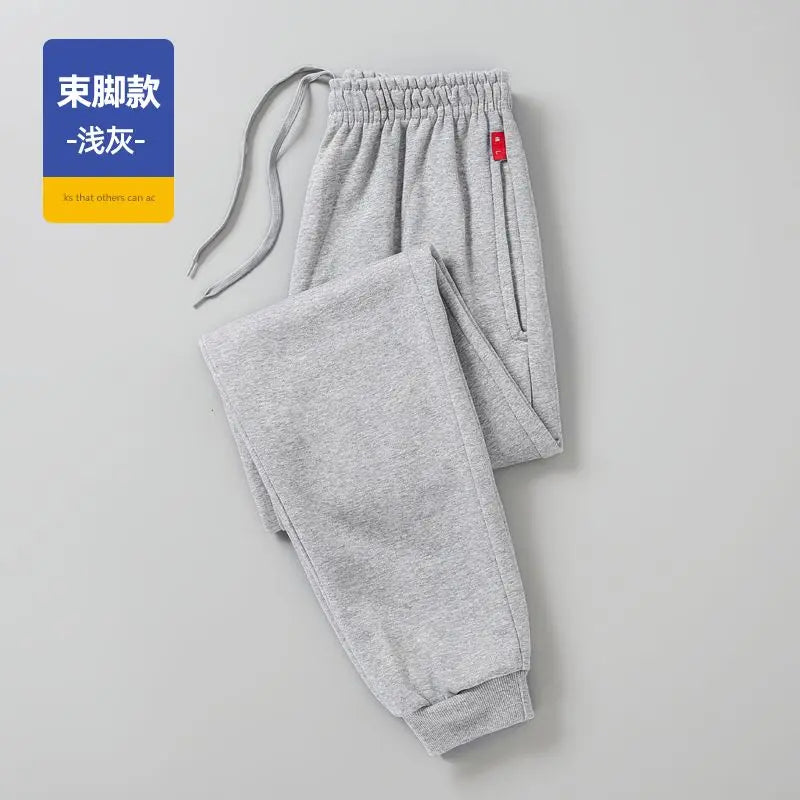 Men's Pants Winter New Casual Fleece Sweatpants Soft Drawstring Fleece Trousers Cotton Fashion Loose Fleece Running Pants - reetell