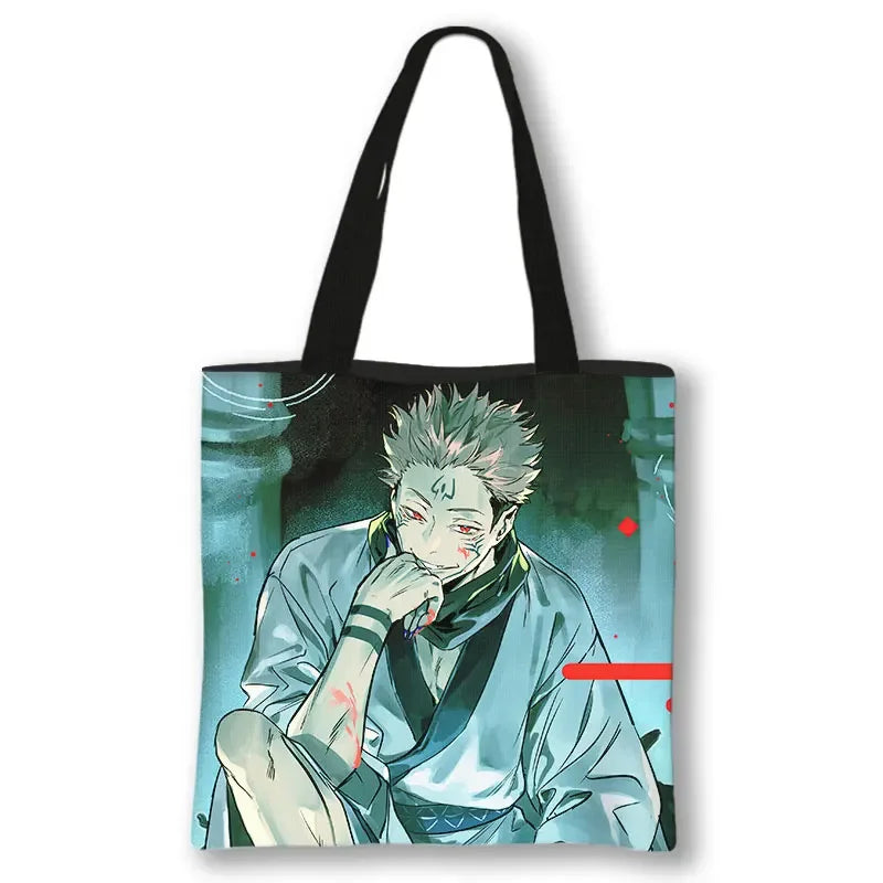 Japanese Anime Jujutsu Kaisen Tote Bags Gojo Satoru Tops Yuji Itadori Girls Shoulder Bag Women Handbag Beach Party Shopping Bag