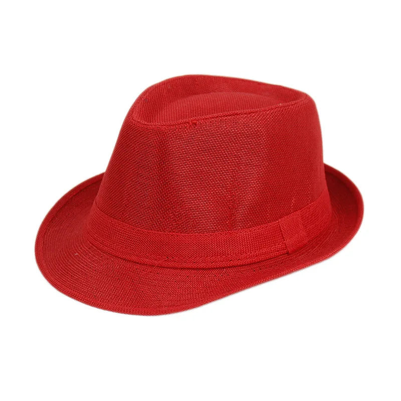 Linen Panama Solid  Jazz Hat Cowboy  Men's Women's Children's British Sun Hat