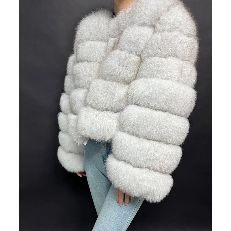 2024 New Natural white Winter Women's Cold Coat Top Fox Jackets Women clothing Luxury Furry Natural Real fox Fur Jacket Coats - reetell