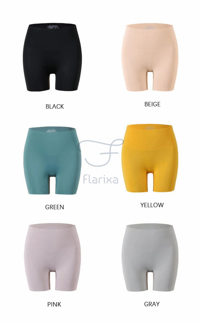 Flarixa 2PCS 3 In 1 Safety Pants High Waist Seamless Women's Shorts Body Shaping Underwear Plus Size Ice Silk Boxer Panties Thin - reetell