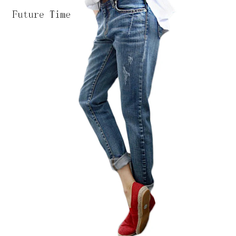 Boyfriend Jeans For Women 2024 Hot Sale Vintage Distressed Regular Spandex Ripped Jeans Denim Washed Pants Woman Jeans C1028 - reetell